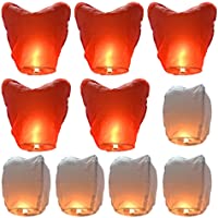 Linternas de Papel 10PCS Farolillo Celestiales Chinas Linterna de Papel Ecológica Resistente a Fuego- 5PCS Farolillos…